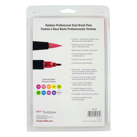 9 Packs: 10 ct. (90 total) Tombow Bright Dual Brush Pen Set